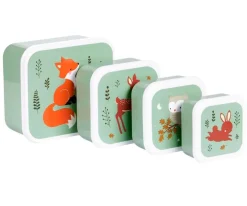 New 4 Cajitas Almuerzo y Snacks Forest Friends Fiambreras Infantiles|Cajas De Almuerzo