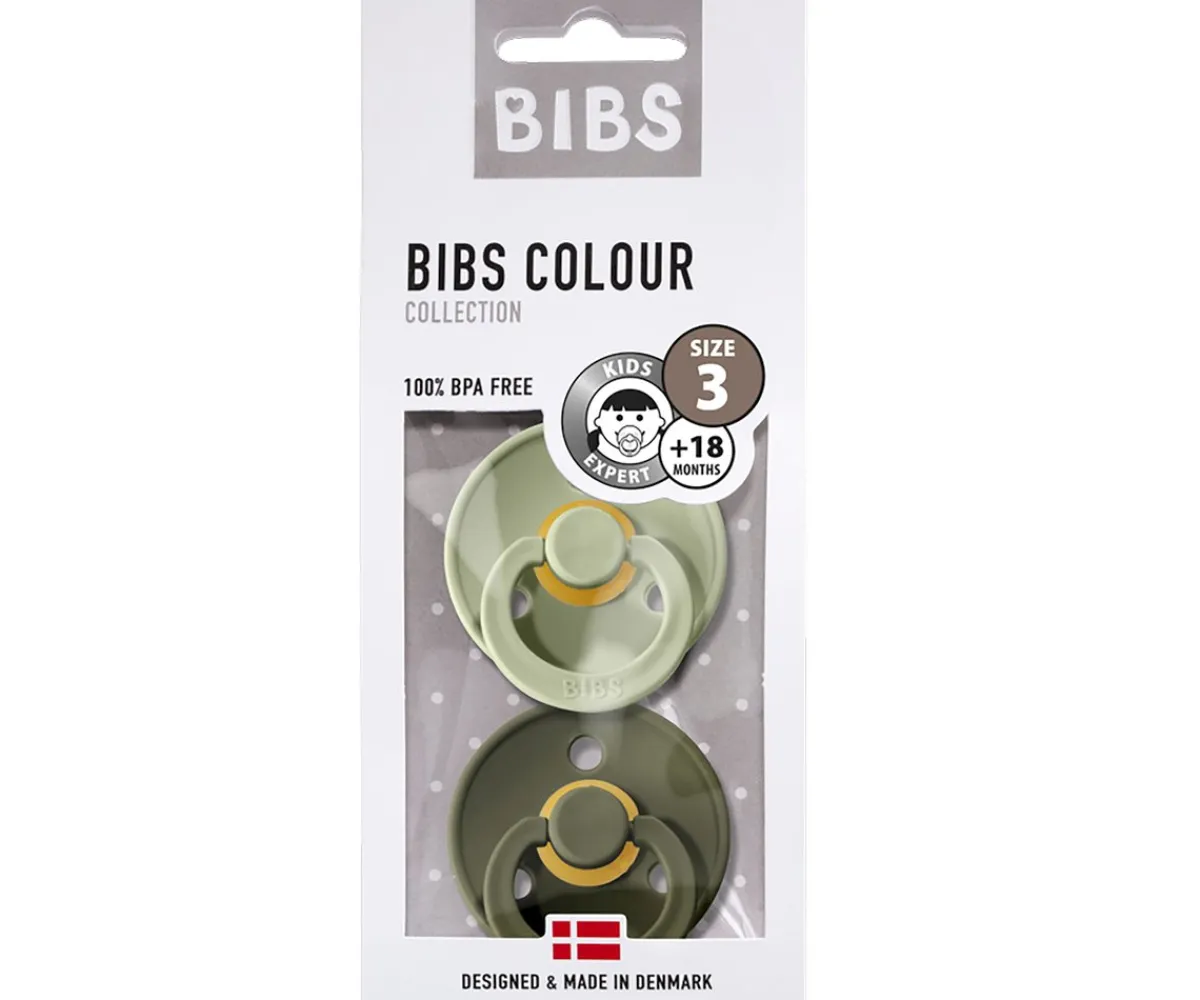 Chupetes Con Diseños^BIBS 2 Chupetes Colour Round Sage/Hunter Green
