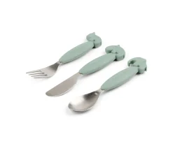 Cubiertos Infantiles^Done by Deer 3 Cubiertos Antideslizantes Deer Friends Green