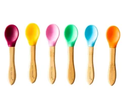 Cubiertos Infantiles^Ecorascals 3 Cucharas Bambú Azul Verde Naranja