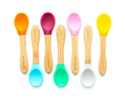 Cubiertos Infantiles^Ecorascals 3 Cucharas Bambú Gris Verde Rosa