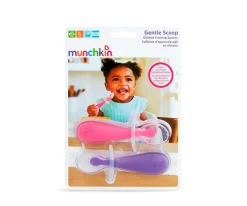 Clearance 2 Cucharas Silicona Aprendizaje Gentle Rosa/Morado Baby Led Weaning|Cubiertos Infantiles