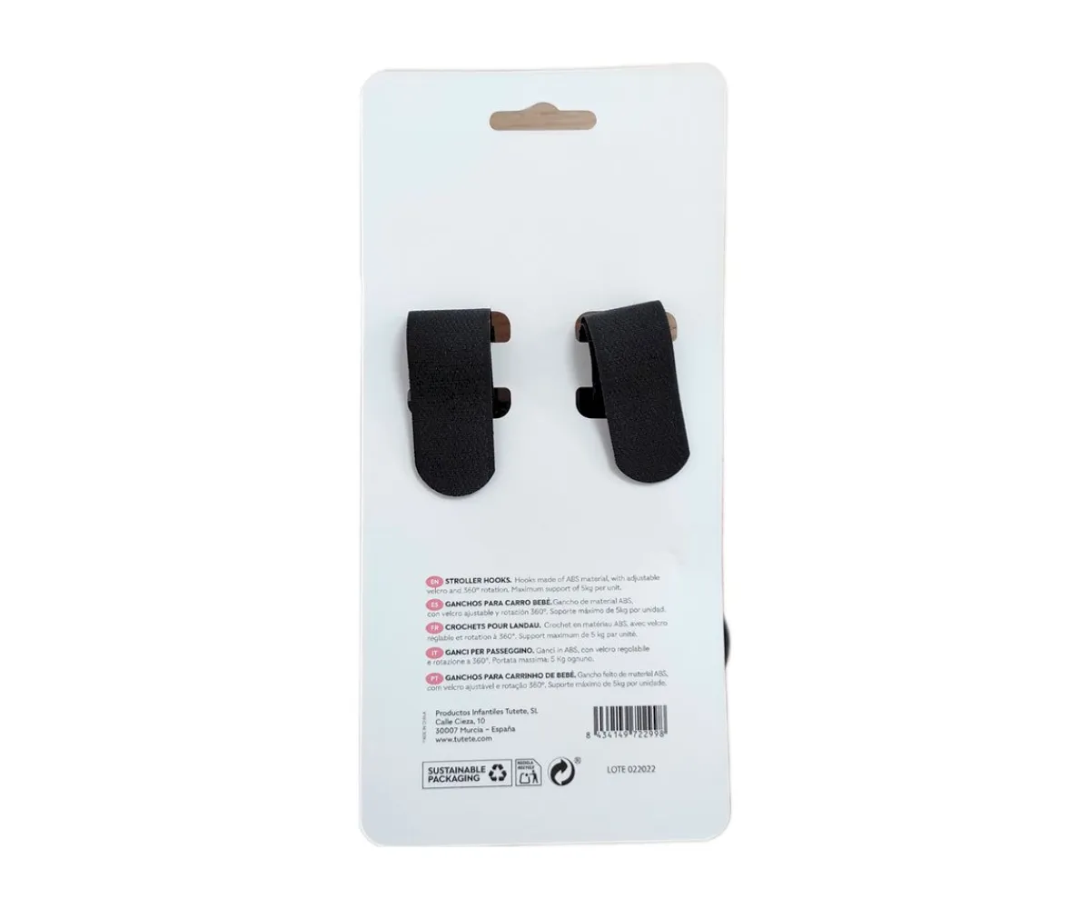 Accesorios Carrito Bebé^Tutete 2 Ganchos para Silla de Paseo Negros