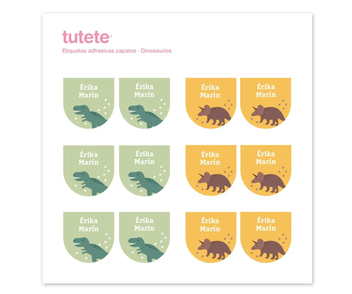 12 Pegatinas Zapatos Dinosaurios Colecciones Vuelta Al Cole|Etiquetas Personalizadas