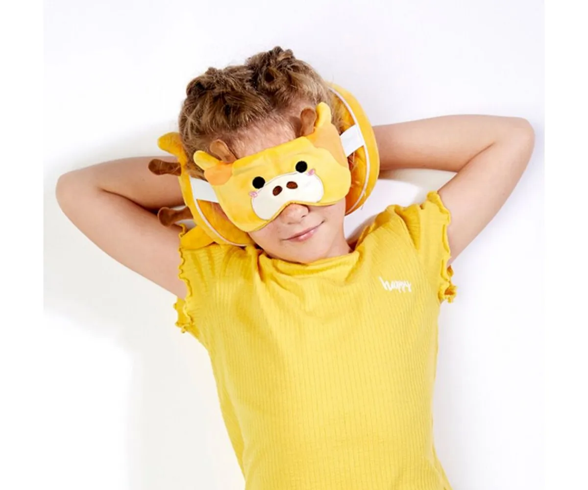 Online Almohada de Viaje con Antifaz Relaxeazzz Jirafa Niños Accesorios De Viaje|Cojines Infantiles