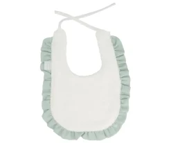 Babero Algodón Volante Rainbow Dots Verde Personalizable Baberos|Baberos Personalizados