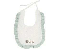 Babero Algodón Volante Rainbow Dots Verde Personalizable Baberos|Baberos Personalizados