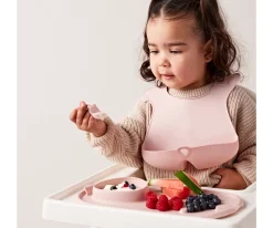 New Bandeja Silicona Roll + Go con Cuchara Blush Vajilla Infantil|Comer Al Aire Libre