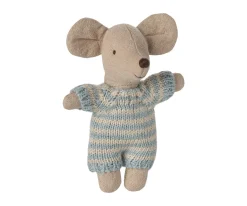 Casa De Muñecas De Madera^Maileg Bebé Ratón en Capazo Azul