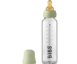 Biberones^BIBS Biberón Cristal Sage 225ml + Funda Biberón Large