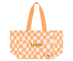 Discount Bolsa de Playa Check Naranja Personalizable Bolsas De Playa|Regalos Para Madres