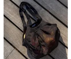 Hot Bolsa Malla Orgánica Negra Bolsas De Playa|Bolsos