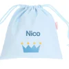 Clearance Bolsa Merienda Personalizada Piqué Corona Azul Bolsas Merienda Personalizadas|Bolsas Merienda