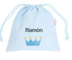 Clearance Bolsa Merienda Personalizada Piqué Corona Azul Bolsas Merienda Personalizadas|Bolsas Merienda