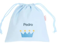 Clearance Bolsa Merienda Personalizada Piqué Corona Azul Bolsas Merienda Personalizadas|Bolsas Merienda