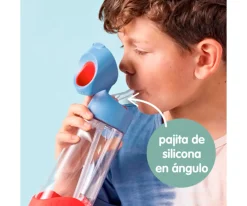 Botellas De Plástico^b.box Botella de Tritán con Pajita 600 ml Blue Blaze