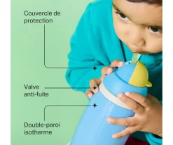 Botellas De Plástico^Tommee tippee Botella Isotérmica Antigoteo con Pajita Azul Pastel 266ml