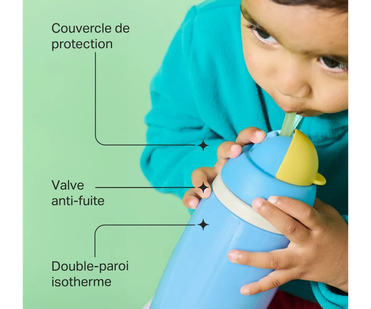 Botellas De Plástico^Tommee tippee Botella Isotérmica Antigoteo con Pajita Azul Pastel 266ml