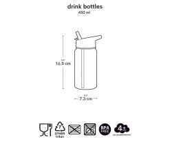 Botellas De Plástico^A Little Lovely Company Botella Plástico con Pajita Personalizable Animal Friends 450ml