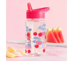 Botellas De Plástico^A Little Lovely Company Botella Plástico con Pajita Personalizable 450ml Cherries