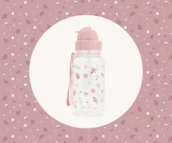 Botella Plástico Leaves Pink Personalizable Botellas De Plástico|Colecciones Vuelta Al Cole