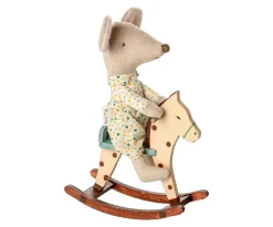 Casa De Muñecas De Madera^Maileg Caballito Balancín para Ratón con Lunares