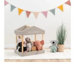 Caja para Peluches Gris/Natural Niños Organizadores De Juguetes|Mobiliario Infantil