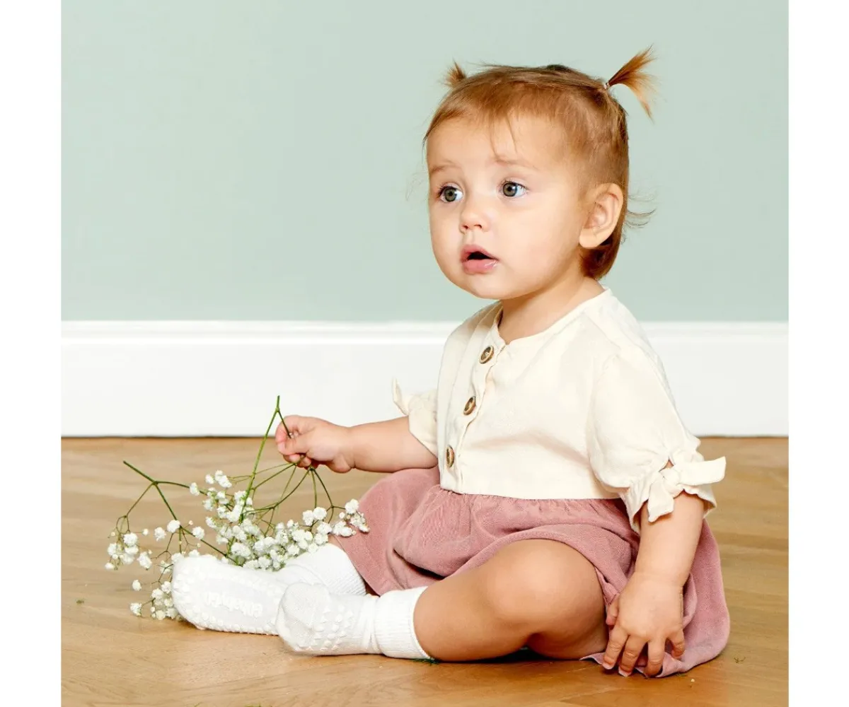 Best Calcetines Suela Antideslizante Bambú Off White Calcetines Suela Bebé|Gateo