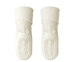 Hot Calcetines Suela Antideslizante Bambú Blanco Roto Calcetines Suela Bebé|Gateo