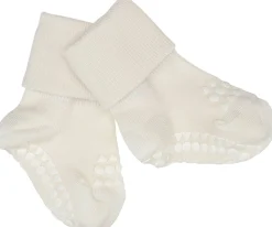 Hot Calcetines Suela Antideslizante Bambú Blanco Roto Calcetines Suela Bebé|Gateo