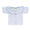 Accesorios Para Muñecas^Tutete Textil Camisa Vichy con Volante Azul Celeste para Muñeco Azul Celeste