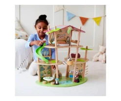 Hot Casa de Bambú de los Osos Pandas Niños Casa De Muñecas De Madera|Juguetes Niños 3 Años