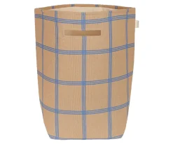 Cesta Almacenamiento Grande Vibes Brown Blue Windowpane Organizadores|Organizadores De Juguetes