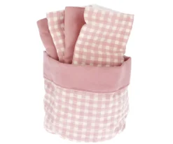Outlet Cesta con Secababitas Vichy Rosa Personalizable Secababitas|Organizadores De Baño
