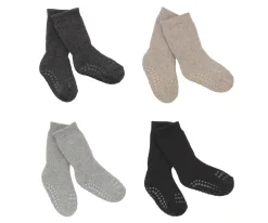 Gateo^GoBabyGo Combo Box Calcetines Suela Antideslizante Algodón Dark Grey Melagne, Sand, Grey Melange, Black
