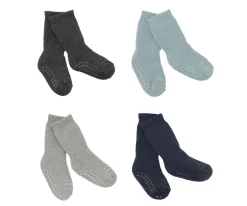 Gateo^GoBabyGo Combo Box Calcetines Suela Antideslizante Algodón Dark Grey Melagne, Dusty Blue, Navy Blue