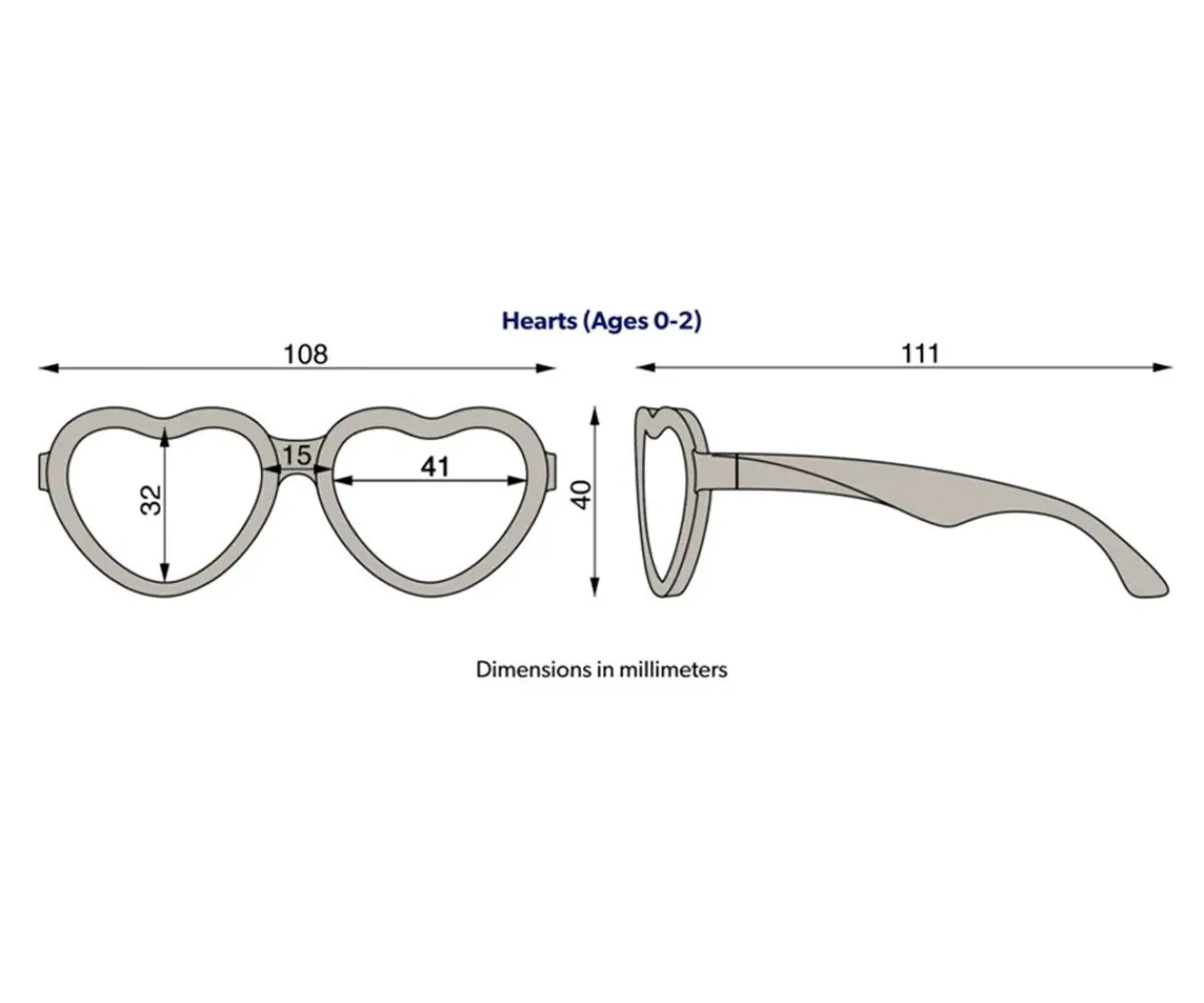 Gafas De Sol Para Niños^Babiators Gafas de Sol Flexibles Hearts(0-24m) Sparkle Squad