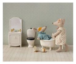 Casa De Muñecas De Madera^Maileg Lavabo Aparador con Espejo para Ratón Off White