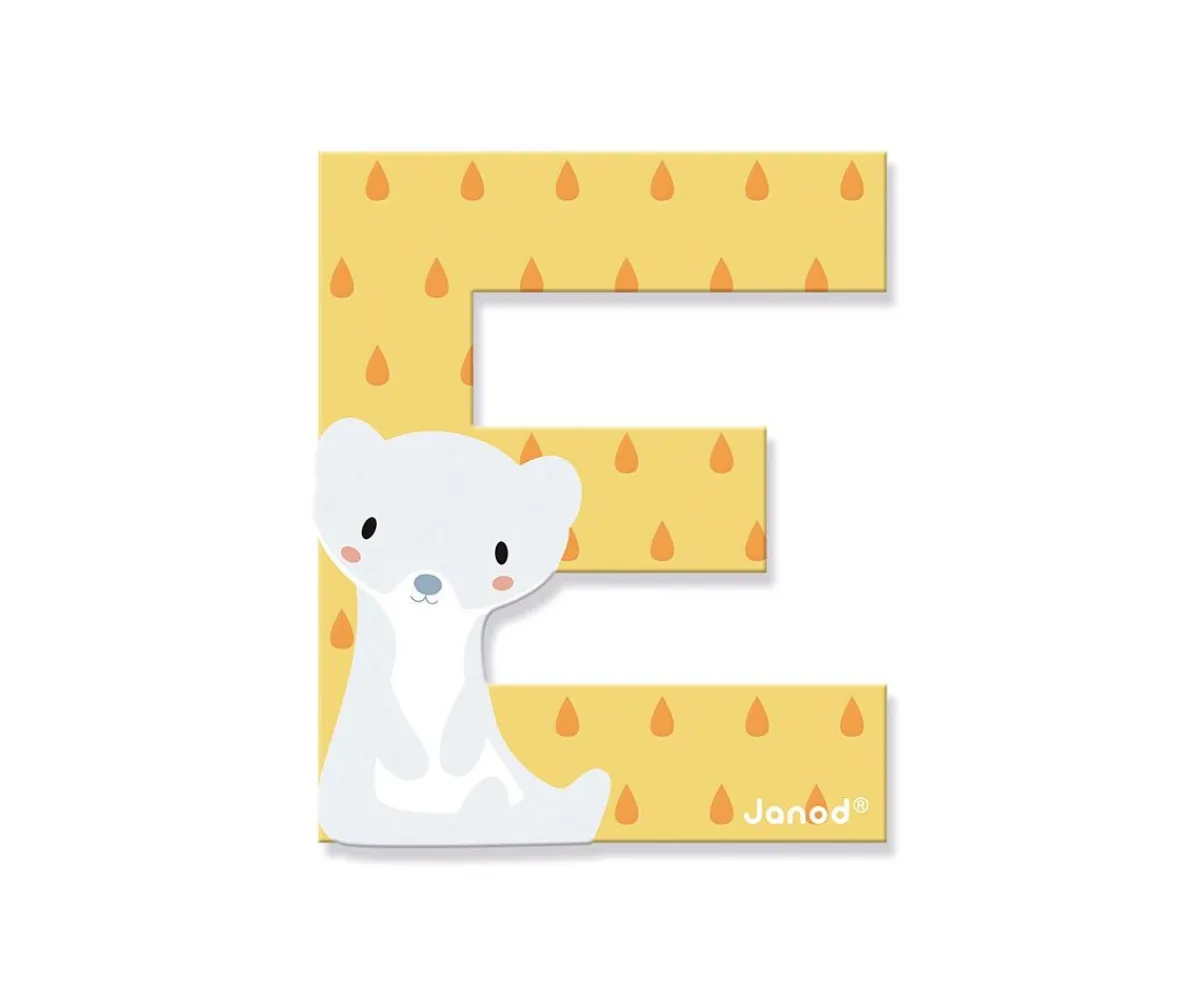 Decoración Pared Infantil^Janod Letra Madera Pure E Amarilla