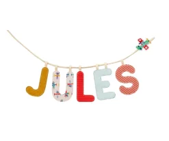 Decoración Pared Infantil^Lilliputiens Letra Tela Fosforescente E Rosa