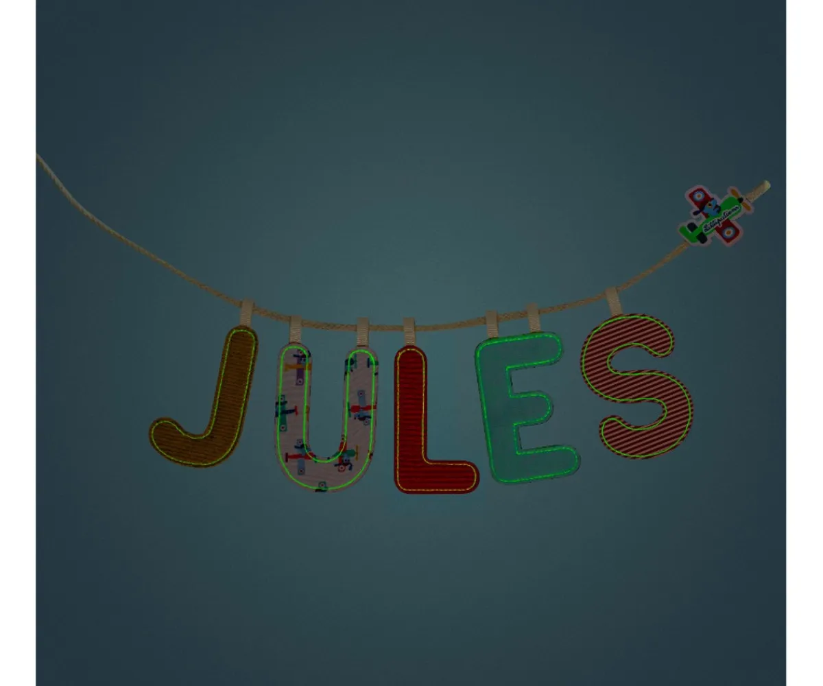 Decoración Pared Infantil^Lilliputiens Letra Tela Reversible Fosforescente S