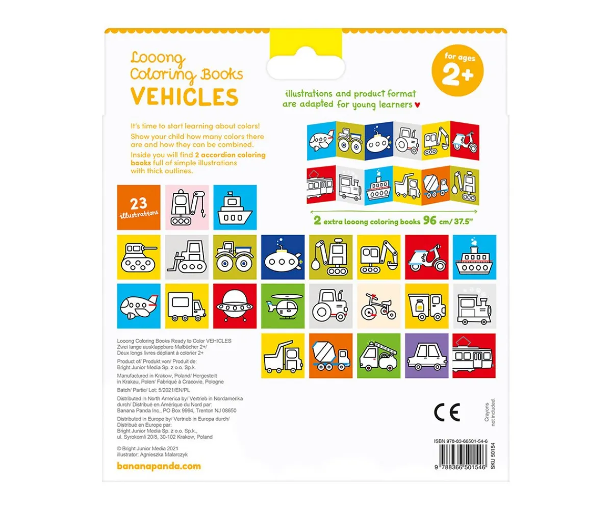 Manualidades Para Niños^Banana Panda Libro Para Colorear Looong Vehicles