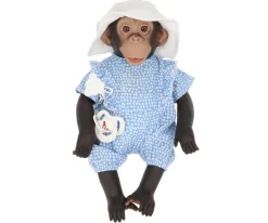 Muñecos^Así Lola La Chimpancé con Body Popelín Topos Royal y Gorro Pescador