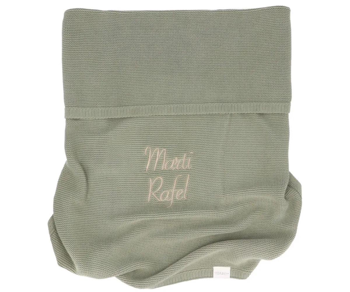 Best Manta de Punto Pure Olive Personalizable Niños Accesorios Carrito Bebé|Mantas