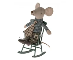 Casa De Muñecas De Madera^Maileg Mecedora Ratón Verde Oscuro