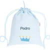 Mochilas Saco Infantiles^Tutete Textil Mochila Saco Personalizada Piqué Corona Azul