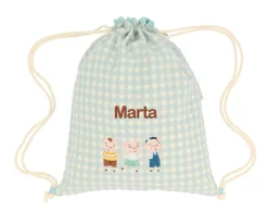 Mochila Saco Vichy The Three Little Pigs Personalizable Colecciones Vuelta Al Cole|Mochilas Saco Infantiles