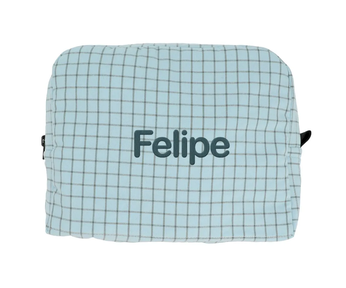 Neceseres Bebé Personalizados^Cristina de Jos'h Neceser Grande Nordic Check Blue Personalizable