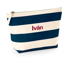 Neceseres^Tutete Textil Neceser Nautical Natural-Navy Personalizable