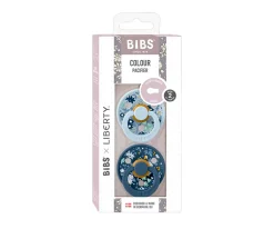 Secababitas^Bibs Liberty Pack 2 Chupetes BIBS Colour Round + 1 Secababitas Liberty Chamomile Lawn Baby Blue